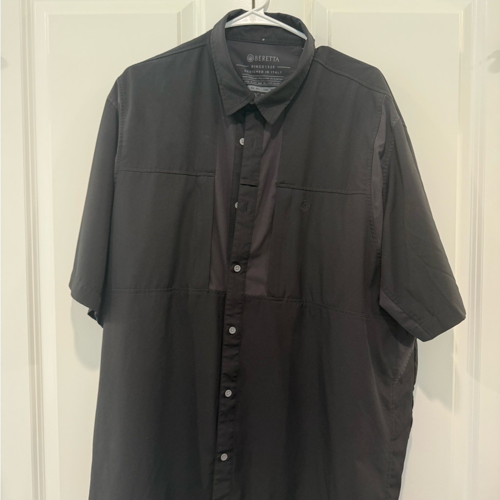 Beretta Men's Black Short-Sleeve Technical Button-Down Shirt